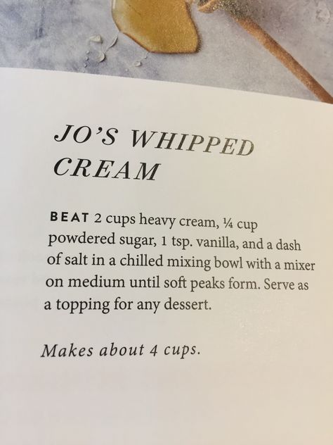 Joanna Gaines Whipped Cream Recipe, Joanna Gaines Whipped Cream, Whipped Cream With Whole Milk, Make Ahead Whipped Cream Ina Garten, Homemade Flavored Whipped Cream, Organic Whipped Cream, Jojo Recipe, Magnolia Table Recipes, Magnolia Kitchen