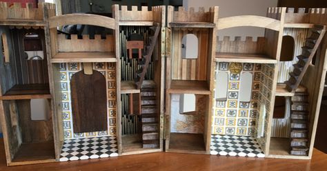 Wooden Toy Castle, Tiny Interior, Wood Castle, Castle Dollhouse, Maileg Doll House, Model Castle, Haunted House Diy, Castle Rooms, Wooden Castle