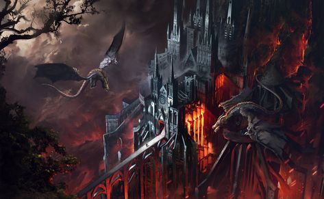 Evil Castle, Dark Fortress, Vampire Castle, Supernatural Drawings, Wallpaper Fantasy, Dragon Castle, Dracula Castle, Weird Fiction, Anime City