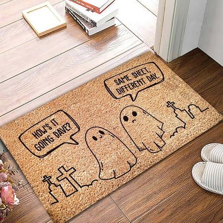 Rude Door Mats, Funny Diy Door Mats, Painted Welcome Mat, Fall Door Mat Ideas, Halloween Welcome Mats, Painting Door Mats Diy, Fall Door Mats Diy, Unwelcome Mat, Funny Door Mats