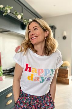 Summertime Vibes, Happy Tshirt, Weather Day, Rolled Sleeves, Typography Tshirt, Happy Days, Girly Art, The Happy, White T Shirt