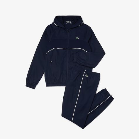 Men’s Lacoste SPORT Hooded Tennis Tracksuit | LACOSTE Ensemble Lacoste, Lacoste Outfit, Lacoste Tracksuit, Lacoste Sport, Track Suit Men, Athletic Looks, Dad Jeans, Men Fashion Casual Outfits, Pocket Pants