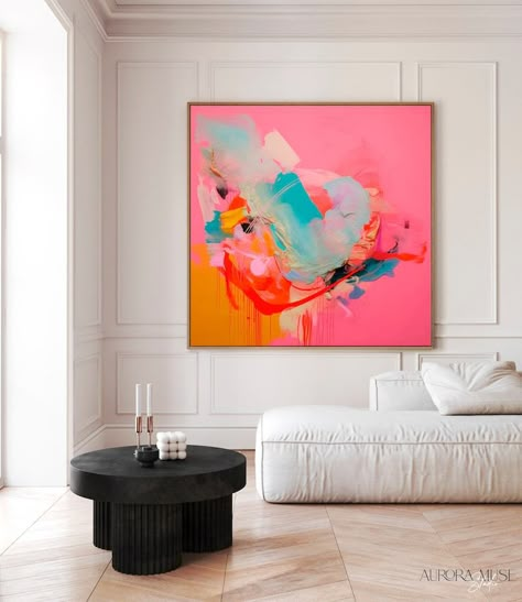 Art Prints Pink, Boho Canvas, Acryl Painting, Large Framed Wall Art, Artistic Decor, Prints Pink, Colorful Art Prints, Nursery Modern, Painting Classes