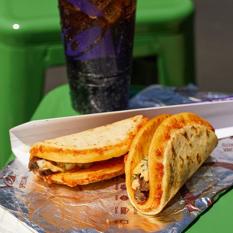 Taco Bell adds cheesy street chalupas to menu for limited time — USA TODAY Taco Bell Chalupa, Asian Family, Fast Food Menu, Street Tacos, Taco Bell, Menu Items, Usa Today, Food Menu, Main Dishes