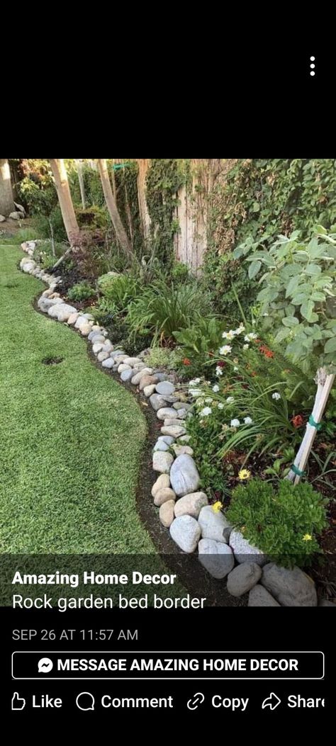 Stone Flowerbed Borders, Flowerbed Borders, Rock Garden, Flower Beds, Garden Ideas, Borders, Stone