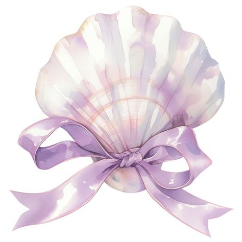 Purple coquette sea shell watercolor seashell pastel. | free image by rawpixel.com / Wan Sea Shell Watercolor, Seashell Watercolor, Purple Coquette, Shell Watercolor, Purple Seashell, Sea Illustration, Birthday Template, Purple Wallpaper, Ocean Art