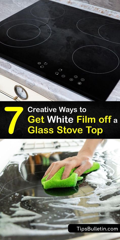 Learn how to remove cloudiness from a glass stove top and restore its original appearance. It’s easy to clean a glass cooktop to remove a hard water stain or unburned acidic condensates using a Magic Eraser, baking soda, vinegar, and other cleaners. #howto #remove #cloudiness #glass #top #stove Best Way To Clean Glass Top Stove, Clean Glasstop Stove, Clean Glass Cooktop, Cleaning Glass Stove Top, Flat Top Stove, Glass Top Stove, Stove Top Cleaner, Vinegar Cleaner, Stove Black