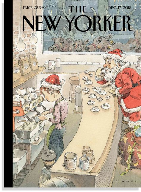 Wall Illustration, The New Yorker Magazine, New Yorker Magazine, New Yorker Covers, Christmas Cover, Santa Suits, Santa's Little Helper, December 17, 1000 Piece Jigsaw Puzzles