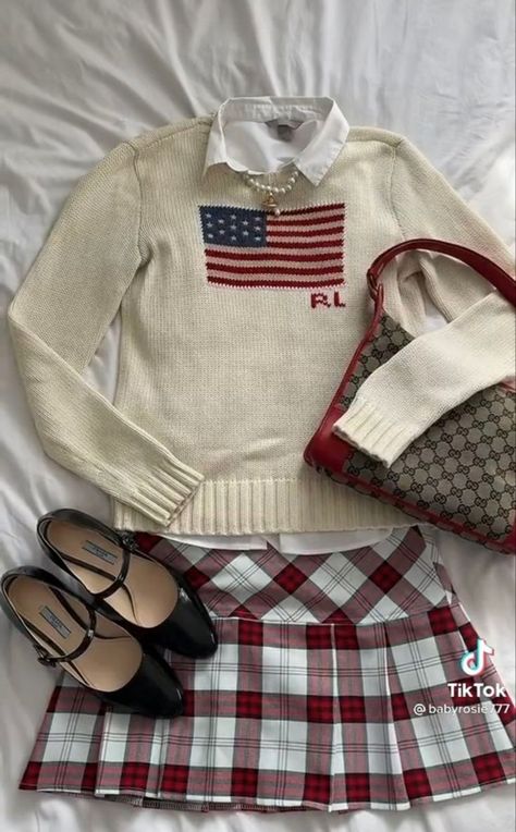 Ralph Lauren Aesthetic Outfit, Ralph Lauren American Flag Sweater, Americana Outfits, Lauren Aesthetic, Impress Your Crush, Ralph Lauren Aesthetic, Classic Ralph Lauren, Flag Sweater, American Flag Sweater