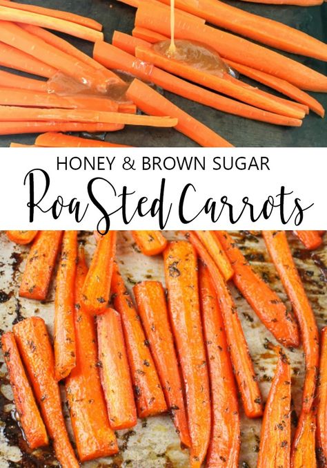 These Honey and Brown Sugar Roasted Carrots are perfectly caramelized and make an inexpensive side dish! If you haven't tried candied carrots, you must try this recipe! #candiedcarrots #roastedveggies Brown Sugar And Honey Carrots, Brown Sugar Honey Carrots, Roasted Candied Carrots, Honey Brown Sugar Carrots, Brown Sugar Honey Glazed Carrots, Brown Sugar Roasted Carrots, Brown Sugar Honey Glaze, Carrots Recipes, Wild Diet