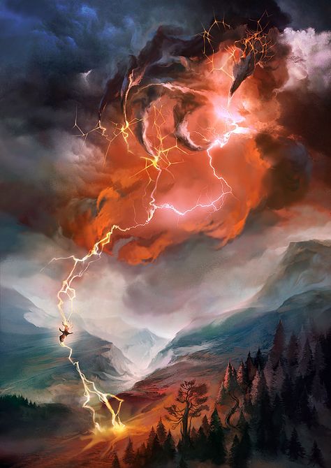 Lightning Bolt (Promo) - MtG Art Fantasy Light Magic, Nature Phenomenon, Lightning Magic, Lightning Bolt Art, Lightning Art, Lightning Thunder, Mtg Art, 다크 판타지, Wow Art