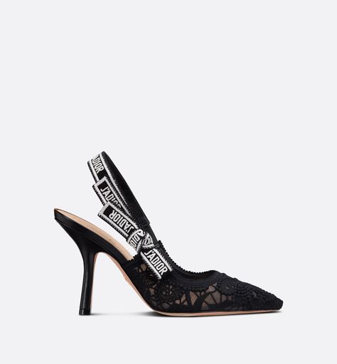 Ribbon Flats, Embroidered Ribbon, Black Macrame, Shoes Heels Classy, Christian Dior Fashion, Dior Haute Couture, Heels Classy, Lace Heels, Christian Louboutin Women