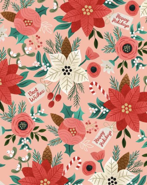 Christmas Floral Pattern - CO391 Christmas Theme Illustration, Christmas Flower Pattern, Christmas Floral Painting, Christmas Prints And Patterns, Prints And Patterns, Christmas Illustrations, Winter Illustration, 12 December, Christmas Flowers