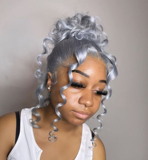 Gray Wigs, High Ponytail Hairstyles, Prom Hair Updo, Grey Prom Dress, Silver Grey Hair, Grey Wig, High Ponytail, Updo Hairstyles, High Ponytails