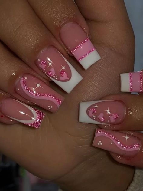 Nail Art Paillette, Valentines Nail Art Designs, Nails Yellow, Valentine Nail Art, February Nails, Fancy Nails Designs, Nail Designs Valentines, Cute Acrylic Nail Designs, Acrylic Nails Coffin Pink