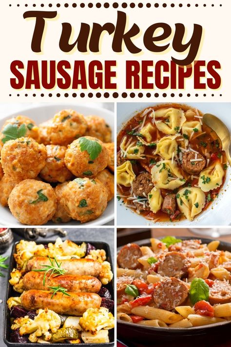 These turkey sausage recipes make for easy, healthy dinners! From pasta to soup to burgers, swap out your usual protein for turkey sausage, and you won't regret it. Turkey Cheddar Sausage Recipes, Healthy Recipes With Turkey Sausage, Recipes With Turkey Italian Sausage, Turkey Rope Sausage Recipes, Jennie O Turkey Sausage Recipes, Dinners With Turkey Sausage, Turkey Sausage Dinner Ideas, Smoked Turkey Sausage Pasta, Recipe With Turkey Sausage