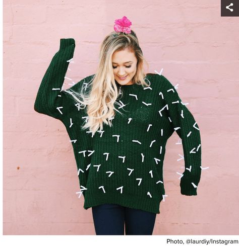 halloween costumes for women Cactus Costume Diy, Cactus Costume, Modest Halloween Costumes, Costumes Faciles, Diy Halloween Costume Ideas, Meme Costume, Diy Costumes Women, Easy Diy Costumes, Halloween Coustumes