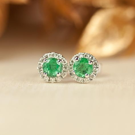 @trudy_gems posted to Instagram: Green with envy for these beauties! Emerald Diamond Earrings, Halo, Stud Earrings, White Gold Custom made jewelry! DM me to start yours today! #earrings #emerald #diamond Emerald Earrings Gold, Emerald Studs, Push Present, Emerald Diamond Earrings, Earring Designs, Halo Earrings, Colombian Emeralds, May Birthstone, Color Filter