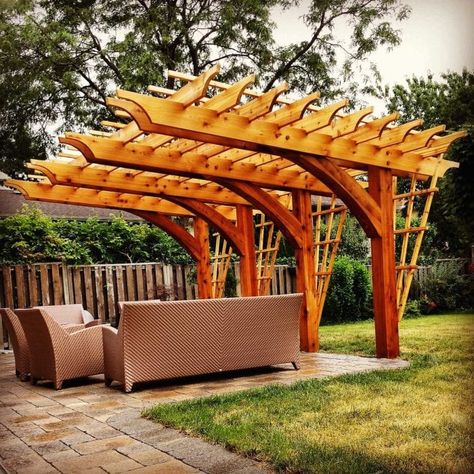 Building a Red Cedar Pergola - Extreme How To Wood Pergola Kits, Back Garden Landscaping, Free Standing Pergola, Backyard Seating Area, Cedar Pergola, Wood Pergola, Backyard Seating, Wooden Pergola, Backyard Pergola