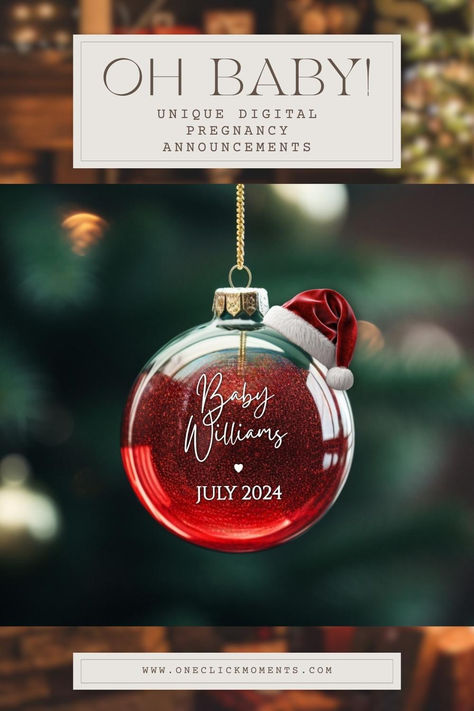 Embrace the festive spirit and share your joyful news with this Digital Christmas Ornament Pregnancy Announcement. This festive design seamlessly blends the magic of the holiday season with a timeless aesthetic, perfect for a December baby reveal. Crafted for expecting parents who appreciate simplicity with a touch of holiday cheer, this digital announcement is a heartwarming way to announce your little bundle of joy. The Editable Template is 100% customizable. First Baby Announcement, First Baby Announcements, Digital Announcement, December Baby, Christmas Pregnancy Announcement, Christmas Pregnancy, Baby Announcements, Expecting Parents, Timeless Aesthetic