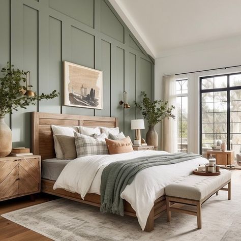 12 sage green and cream bedroom 4 Cream Bedrooms, Style College, Sage Green Bedroom, Creative Bedroom, Bedroom Decor Ideas, Green Rooms, Bedroom Green, Master Bedrooms Decor, Rustic Bedroom