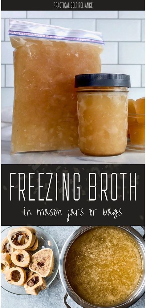 Master the best practices of Freezing Broth in Mason Jars or Bags, featured in Preserving Food Recipes. This guide offers a flexible approach to store your homemade bone broth, ensuring you have a nutritious base for meals long after it’s made, suitable for any type of broth. Perfect for those interested in Historical Food Preservation and Freezer Food Ideas. Discover more about Prepper Food Storage and Self Sufficient Living at practicalselfreliance.com. Storing Bone Broth In Freezer, Bone Broth Storage, Freezing Bone Broth, How To Freeze Chicken Broth, Freezing Chicken Broth, Canning Bone Broth Water Bath, Freeze Bone Broth, Freezing Broth, Canning Broth