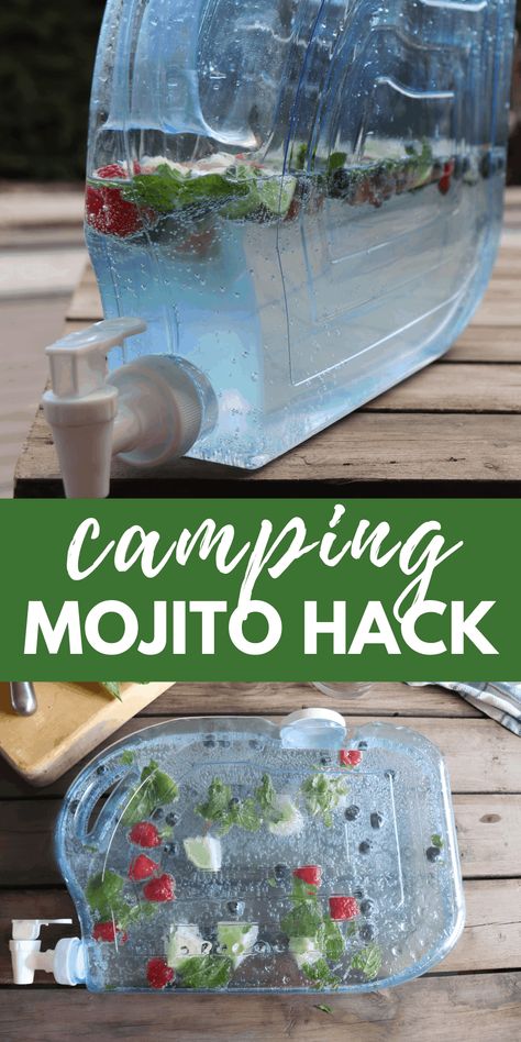 Camping Drinks Alcohol, Easy Mojito, Easy Mojito Recipe, Camping Hack, Easy Camping Hacks, Camping Drinks, Camping Hacks Food, Easy Camping Meals, Birthday Drinks