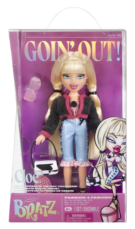 Bratz Goin’ Out dolls - YouLoveIt.com All Bratz Dolls, Black And White Handbag, Maria Tallchief, Metallic Letters, Bratz Fashion, Hot Pink Cardigan, New Barbie Dolls, Bratz Doll Outfits, Black And Hot Pink