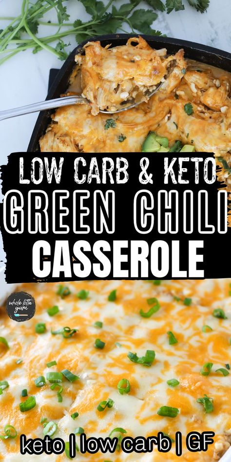 A chicken green chili casserole with chili verde sauce and cheese when you're craving a healthy Mexican casserole. The keto green enchilada casserole is also low carb and gluten free too. Chicken Green Chili Casserole, Green Chili Chicken Enchilada Casserole, Chicken Green Chili, Green Chili Chicken Casserole, Green Chili Casserole, Chicken Chili Verde, Green Chili Chicken Enchiladas, Chicken Casserole Recipes Healthy, Green Chili Enchiladas