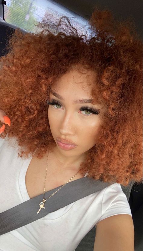 Orange Hair Color Ideas, Afro Hair Dye, Orange Hair Color, Dyed Curly Hair, Hair Color Orange, Ginger Hair Color, Dyed Natural Hair, Pretty Hair Color, Hair Inspiration Color