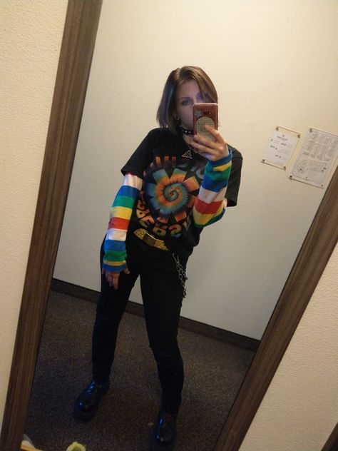 rainbow rainbowcore grunge psychodelic rhcp alternative egirl stripes punk selfie winter outfit work Rainbowcore Outfit, Winter Outfit Work, Selfie Winter, Casual Oufits, Outfit Work, Winter Outfit, Work Outfit, Winter Outfits, Stripes