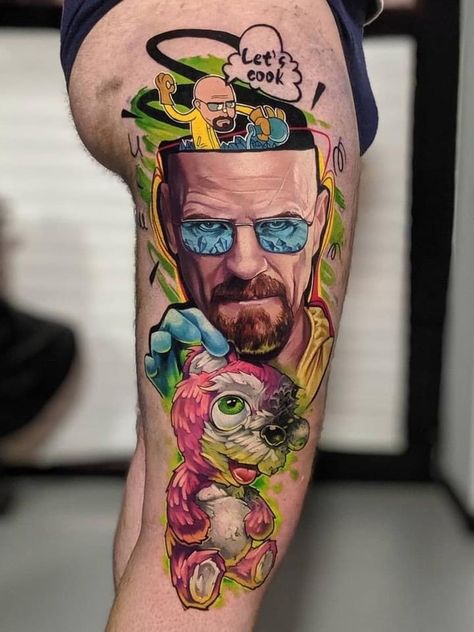 Breaking Bad Tattoo, Rick And Morty Tattoo, Pop Art Tattoos, Tattoo Magazine, Tattoo Master, Geniale Tattoos, Tattoo Graphic, Tatuaje A Color, Bad Tattoos