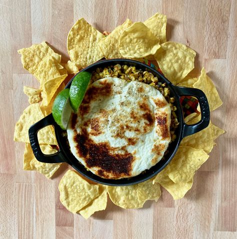 Queso With Queso Fresco, What To Make With Queso Fresco, Recipes With Queso Fresco, Queso Fresco Uses, Mexican Takeout, Baked Queso, Corn And Poblano, Queso Fresco Recipe, Queso Fundido Recipe