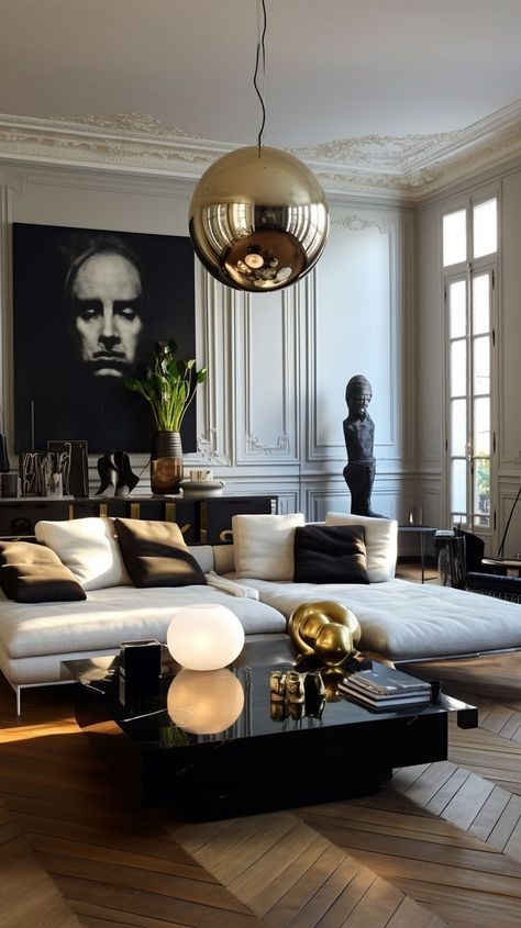 Parisian Style Interior, Parisian Interior Design, Parisian Living Room, Parisian Interior, Parisian Apartment, Dream House Interior, Contemporary Living Room, Home Wallpaper, Modernism