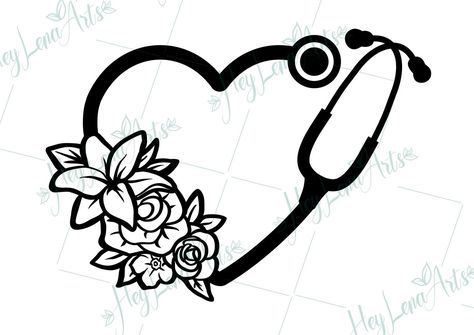 Graduation Crochet, Stethoscope Tattoo, Floral Wreath Svg, Doctor Logos, Stethoscope Svg, Doctor Hospital, Nurse Tattoo, Wreath Svg, Nurse Svg