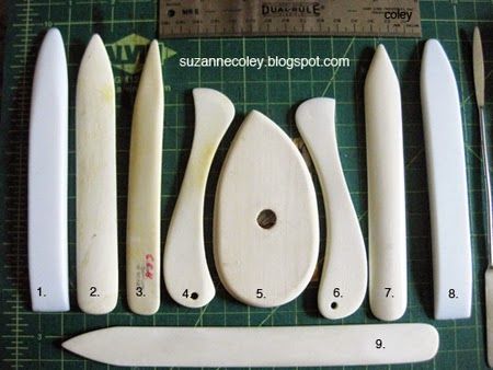 Tools for bookbinding by Suzanne Coley Sculpture Tools, Bookbinding Tools, Leatherworking Tools, Book Repair, Bookbinding Tutorial, Book Binding Diy, Ceramic Tools, Handmade Flowers Fabric, Leather Workshop