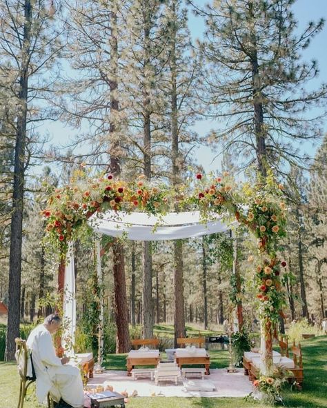 Cultural Event Rentals | Mandap in the Woods. . Still can't get over how beautiful this wedding weekend was! . Venue: @chaletviewlodge Photo:… | Instagram Rustic Mandap, Wedding In Woods, Mandap Wedding, Wedding Mandap, Cultural Events, Event Rentals, Wedding Weekend, Event Rental, Mountain View