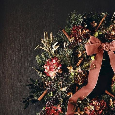 RONNY COLBIE on Instagram: "Ronny Colbie X Soho Home This season we have joined forces with @sohohome to create this exclusive Christmas wreath. Designed to capture the warm, homely feel of Soho Farmhouse during the festive season, it is full of dried English hydrangeas, dehydrated apples and fresh viburnum berries sit among cinnamon pink peppercorns and pinecones. Available only on sohohome.com. Click the link in our bio to shop. #RonnyColbie #AColbieChristmas #RonnyColbieXSohoHome" Viburnum Berries, Dehydrated Apples, Soho Farmhouse, Dried Berries, Soho Home, Soho House, Holiday Inspiration, Bridal Inspiration, Festive Season