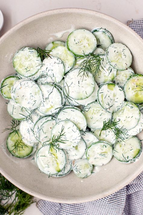 Cucumber Dill Salad Salad With Sour Cream, Dill Salad, Cucumber Dill Salad, Creamed Cucumbers, Cucumber Dill, Savory Dishes, Fruit Desserts, Savoury Dishes, Gluten Free Vegetarian