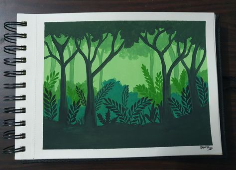 Gouache Art Beginner, Guache Leaves, Aesthetic Gouache Art Easy, Mini Gouache Painting Ideas, Beginner Guache Painting, Easy Gouache Painting Ideas For Beginners, Gouache Art Easy, Gouache Simple, Gouache Beginner