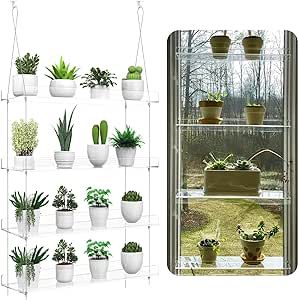 Hanging Clear Plant Shelves for Windows, 4-Tier Acrylic Window Wall Plant Stand Shelf for Kitchen Window Indoor Gardens, Flower, Succulents, Herb, Seedling Organization, and Plants Pots Display Plant Stand Shelf, Window Plant Shelf, Shelf For Kitchen, Succulent Display, Vertical Wall Planters, Stand Shelf, Plants Pots, Window Plants, Window Shelves