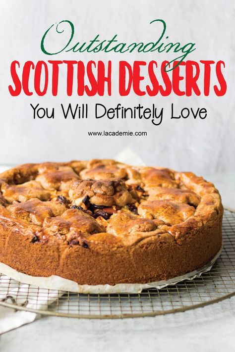 Scottish desserts are sweet treats with traditional ingredients like oats, honey, and whisky. Popular options include shortbread, cranachan, and Dundee cake. Scottish Recipes Authentic Dessert, Scottish Cake Recipes, New England Desserts Traditional, Scottish Recipes Dessert, Scottish Baking Recipes, Scotland Desserts, International Recipes Dessert, Scottish Dessert Recipes, Easy Scottish Recipes