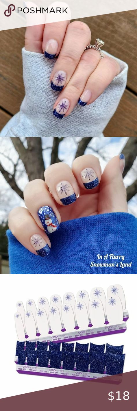 Color Street | In a Flurry, French manicure blue glitter tips. Frosty snowflake French Manicure Blue, Mix Match Nails, Glitter Tips, Nail Pics, Regular Nail Polish, Clear Nail, Accent Nail, Clear Nail Polish, Clear Nails