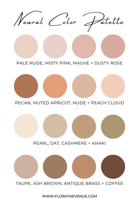 Neutral Color Palette For Wedding, Wedding Neutral Color Schemes, Neutral Color Baby Shower Ideas, Colour Palette Summer, Neutral Color Wedding, Nail Art Trending, Neutral Wedding Color Palette, Wedding Styles Themes, Neutral Wedding Inspiration