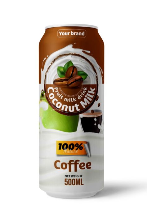 COCONUT MILK DRINK COFFEE 500ML CAN Coconut Milk Drink, Coconut Jelly, Fruit Labels, Food Candy, Aluminum Can, Drink Milk, Drink Coffee, Coffee Cafe, Candy Recipes