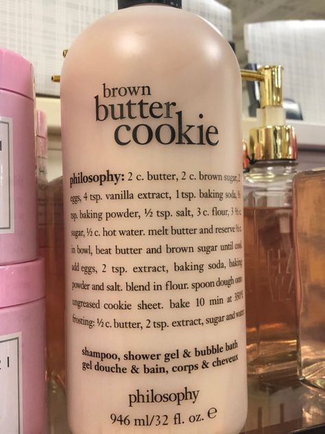 Philosophy Bubble Bath, Brown Butter Cookie Philosophy, Bath Essentials Aesthetic, Philosophy Scents, Philosophy Recipes, Philosophy Soap, Philosophy Body Wash, Philosophy Aesthetic, Philosophy Shower Gel