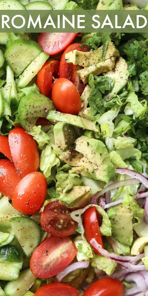 Tomato Avocado Salad, Paleo Salad Recipes, Lettuce Recipes, Chicken Salad Recipe Easy, Tomato Avocado, Avocado Tomato Salad, Romaine Salad, Avocado Salad Recipes, Romaine Lettuce Salad