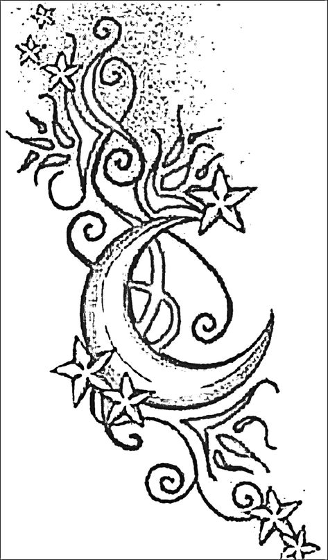 Pretty Sun Drawing, Funky Moon Tattoo, Swirly Moon Tattoo, Tattoo Ideas For Beginner Artists, Swirly Drawings, Swirls Drawing, Things To Draw On Ur Hand, Ethereal Drawing, Star Swirl