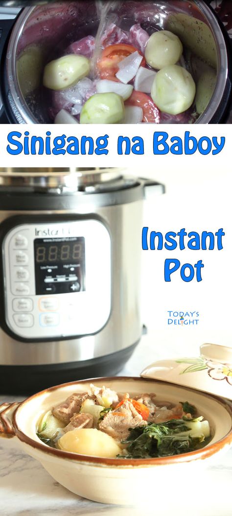 Instant Pot Sinigang Pork Ribs, Tamarind Soup Filipino, Filipino Sour Soup Recipe, Instapot Filipino Recipes, Instant Pot Sinigang, Sinigang Instant Pot, Instapot Favorites, Sinigang Na Baboy Recipe, Tinola Soup