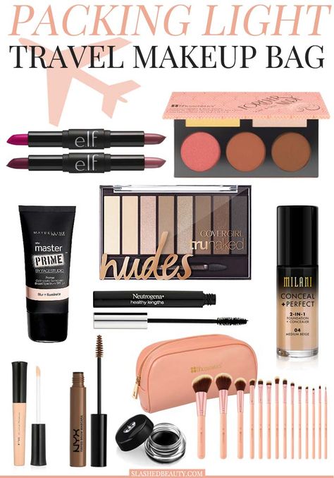 These products will help you pack a light and carry-on friendly makeup bag for travel, while having all your go-to looks with you in a streamlined routine. Professional Makeup Case, Travel Skincare, Makeup List, Travel Makeup Bag, Bag For Travel, Drugstore Makeup, Light Makeup, Travel Beauty, Makeup Bags Travel